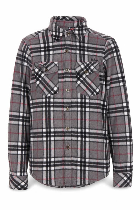 Lee Cooper Men's Grey Check Long Sleeve Shirt Small