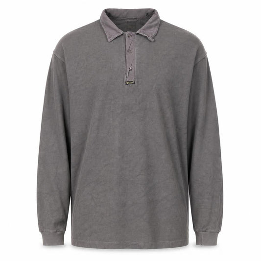 Wrangler Men's Grey Polo Shirt Long Sleeve Size L