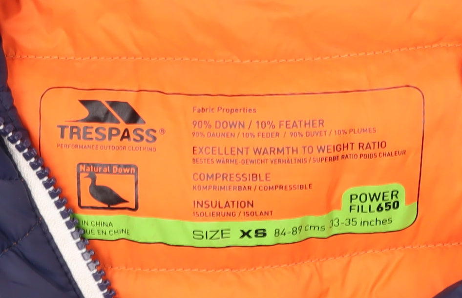 Trespass Men's Blue XS Puffer Jacket Hooded Lightweight