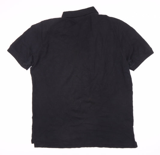 Kappa Men's Black Polo Shirt - Medium, Casual Stylish Wear