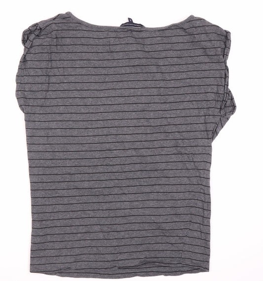 French Connection Women's Grey Striped T-Shirt S