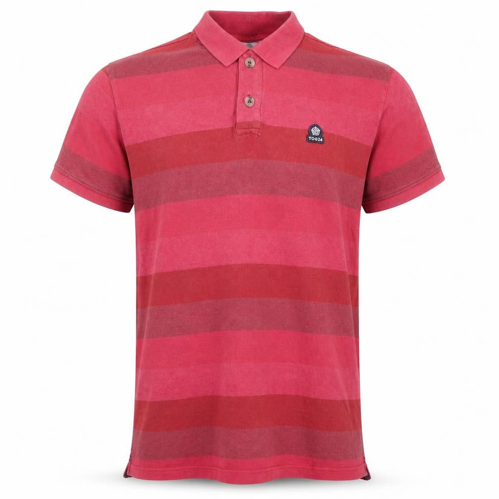 TOG24 Men's Red Striped Polo Shirt Size L
