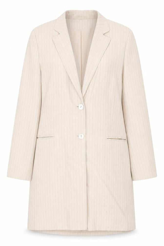 Klass Women Beige Pinstripe Suit Jacket, Size 14, Regular Fit