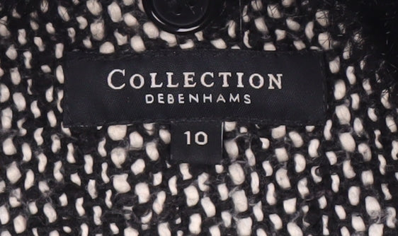 Debenhams Women's Black Pea Coat Size 10 with Fur Trim