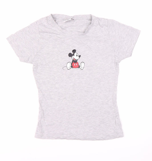 Disney Women's Grey XS T-Shirt with Mickey Mouse Print