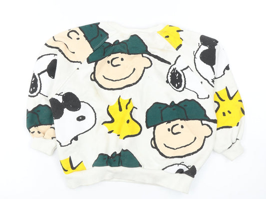 Zara Boys Multicoloured Cartoon Sweatshirt 4-5 Years - Peanuts Crew Neck