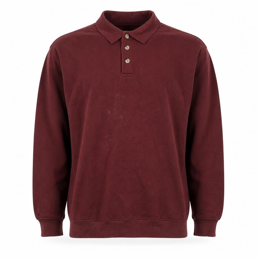 EWM Men's Red Long Sleeve Polo Shirt - Size L