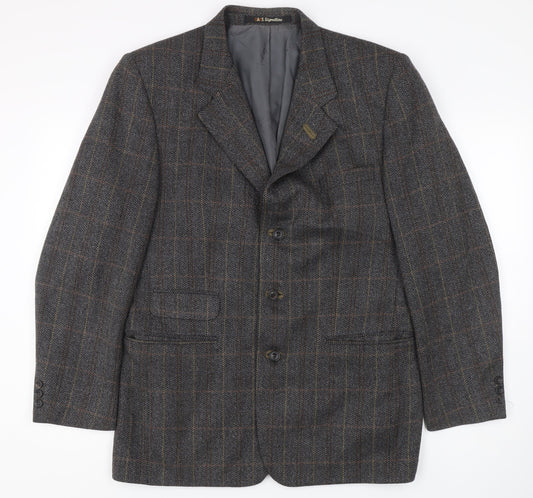 DAKS Men's Grey Check Blazer Jacket Size 50