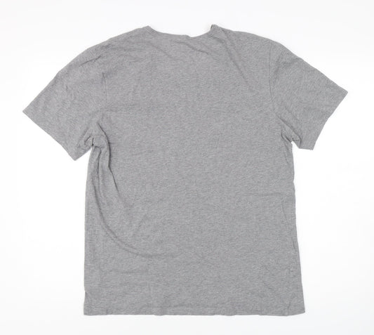 Hugo Boss Men's Grey T-Shirt, Size L, Bamboo, Logo Accents