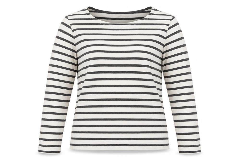 Front view of Kin Women's Black Stripe Pullover Sweatshirt S