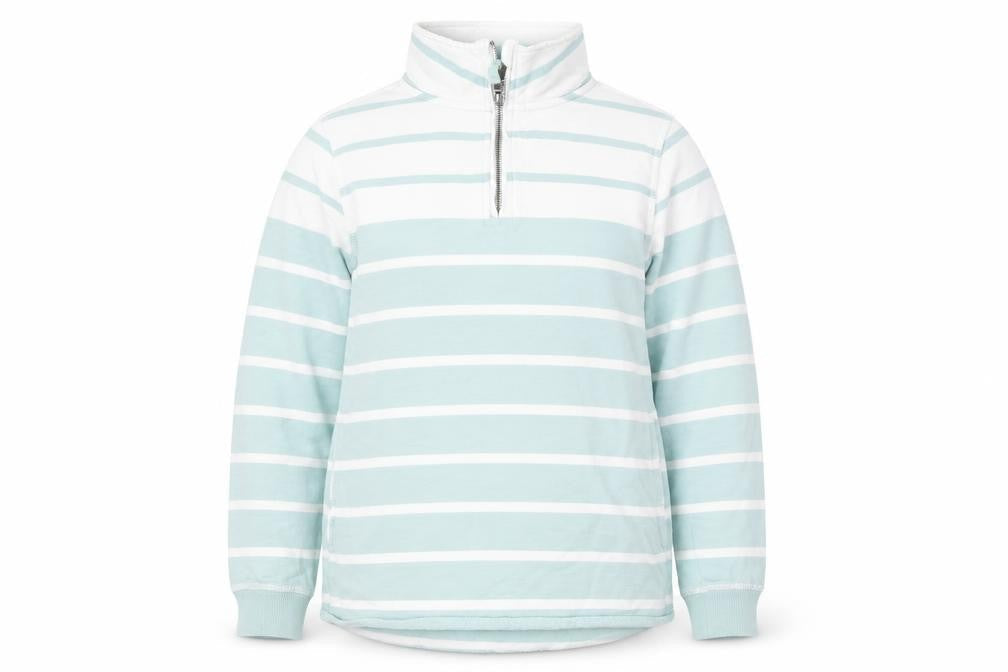 WoolOvers Women's Blue Striped Full Zip Sweatshirt S