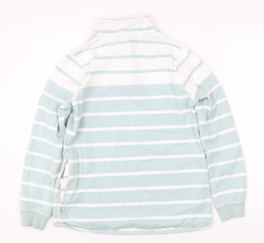 WoolOvers Women's Blue Striped Full Zip Sweatshirt S