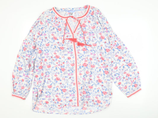 Joules Women Multicoloured Floral Top Size 12 Long Sleeve
