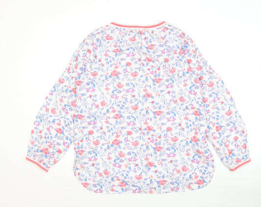 Joules Women Multicoloured Floral Top Size 12 Long Sleeve