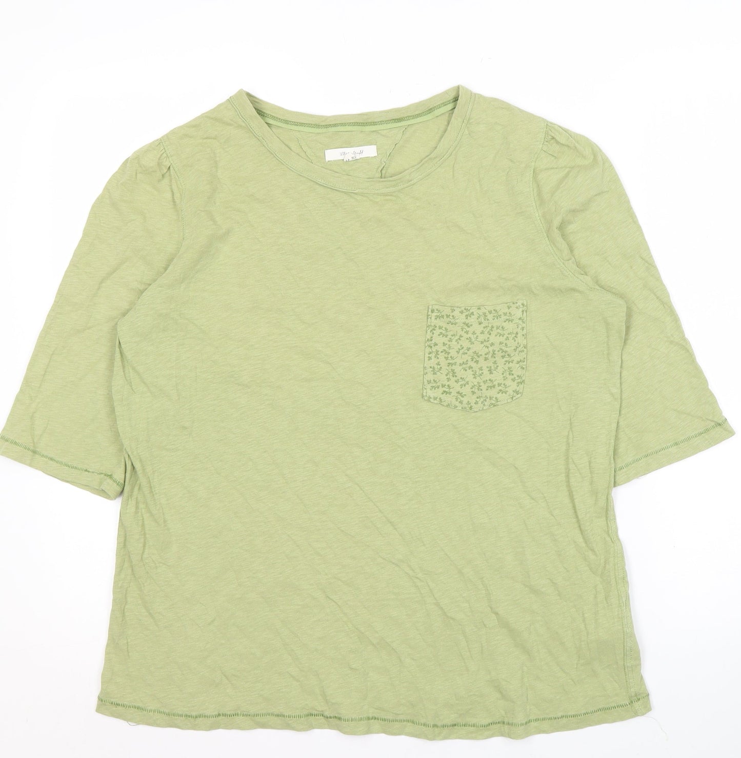 White Stuff Women's Green Basic T-Shirt Size 16