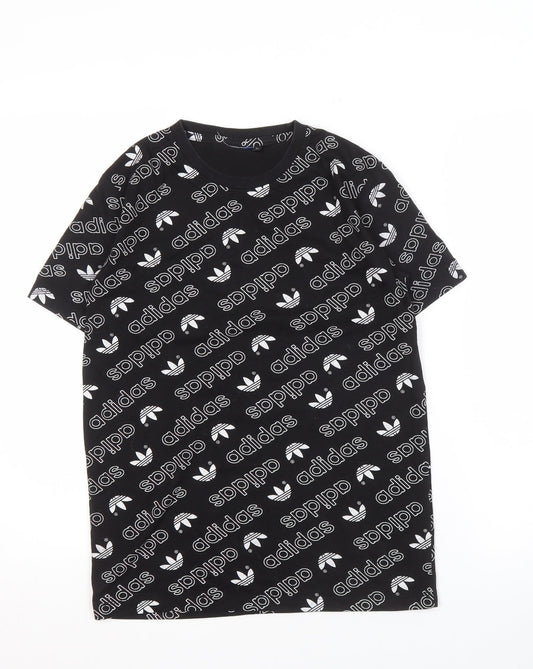 Adidas Boys Black Graphic Print T-Shirt S