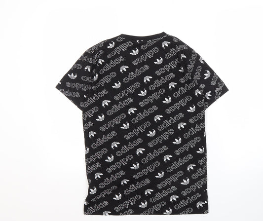 Adidas Boys Black Graphic Print T-Shirt S
