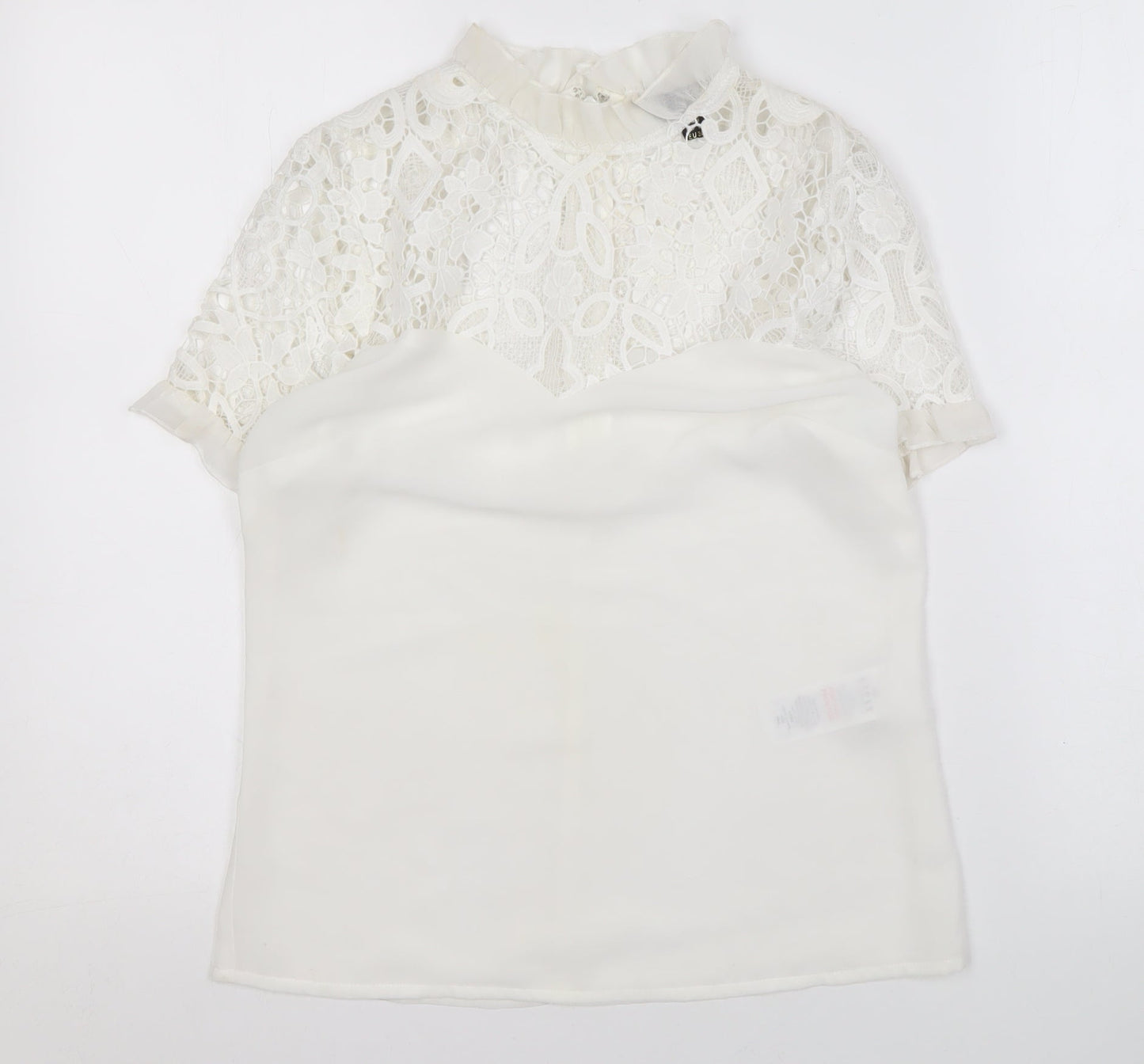 Lipsy London Women's White Lace Blouse, Size 6, Elegant Spring