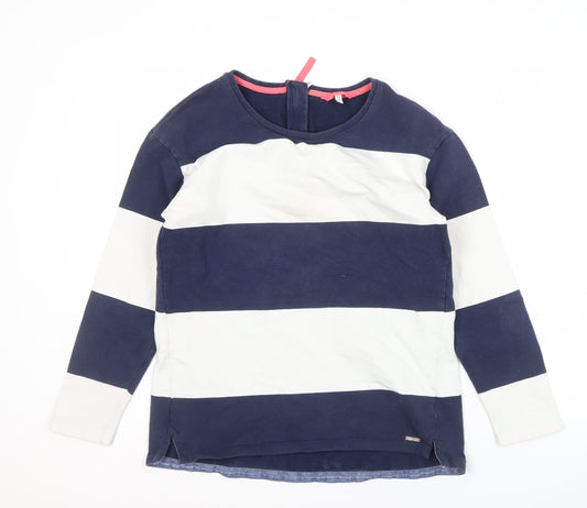 Joules Women's Blue White Striped Pullover Sweatshirt - Size 12
