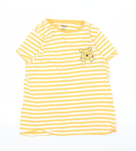 Disney Women's Yellow Striped T-Shirt M