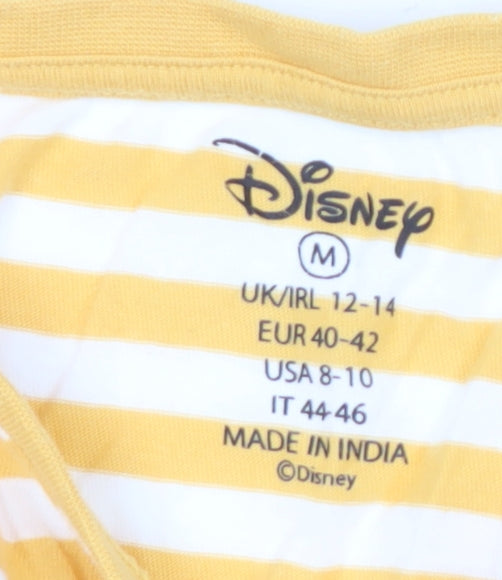 Disney Women's Yellow Striped T-Shirt M