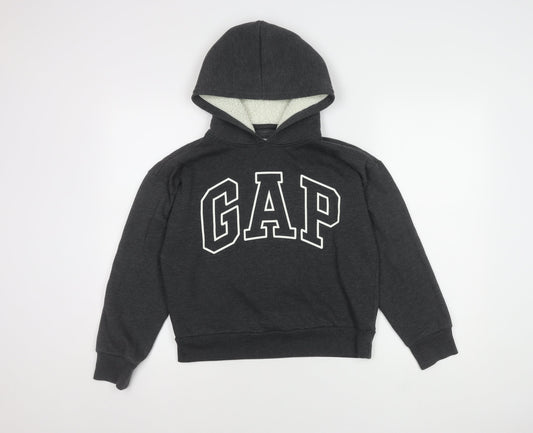 Gap Kids Boys Grey Pullover Hoodie L 10-11Y Logo Fleece