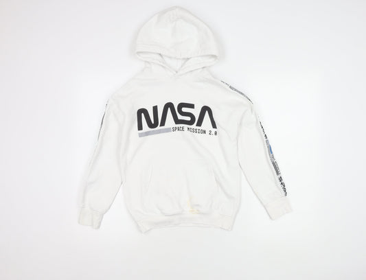 H&M Boys White NASA Hoodie 9-10 Years Pullover
