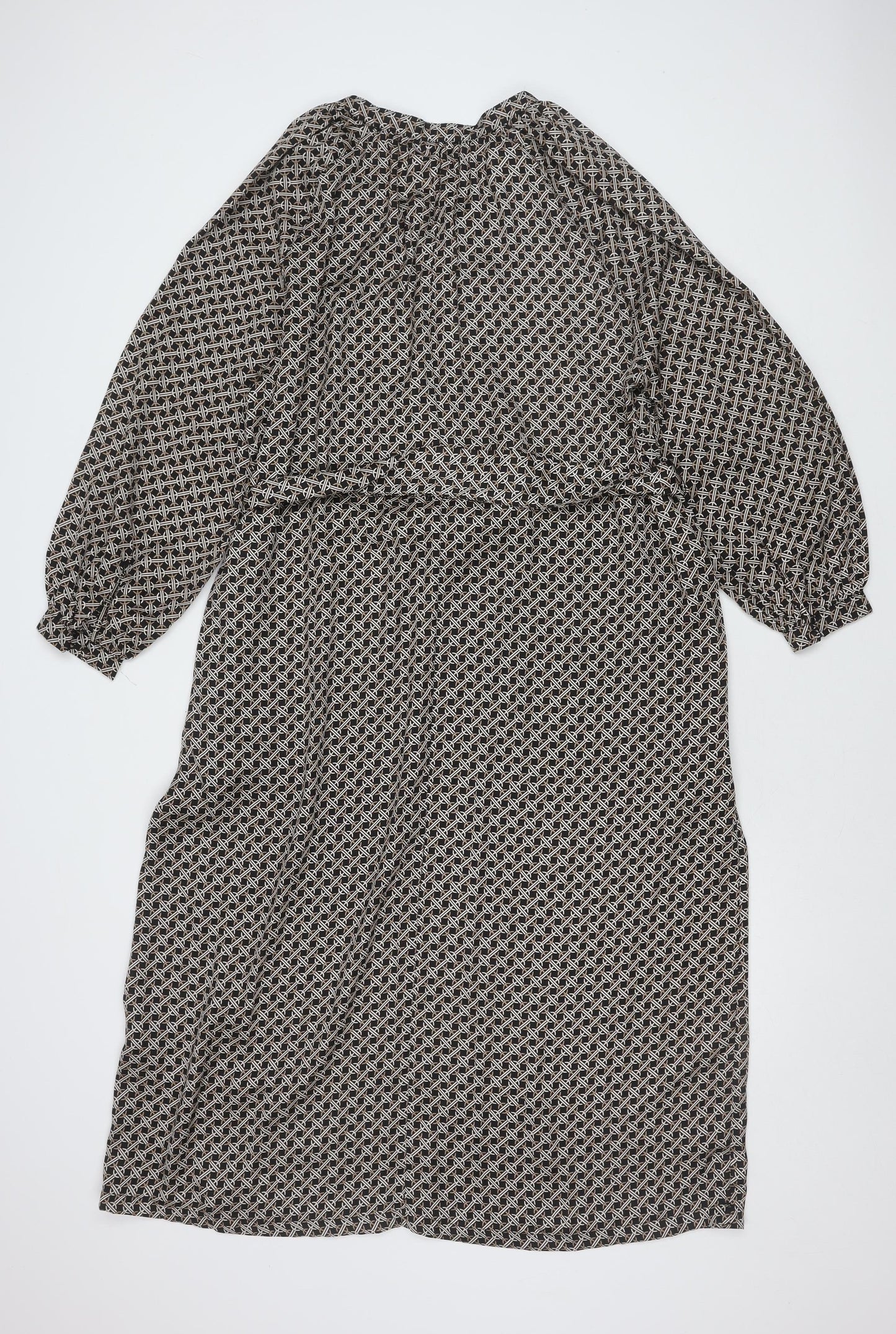 H&M Women's Black Geometric Dress - Size 8
