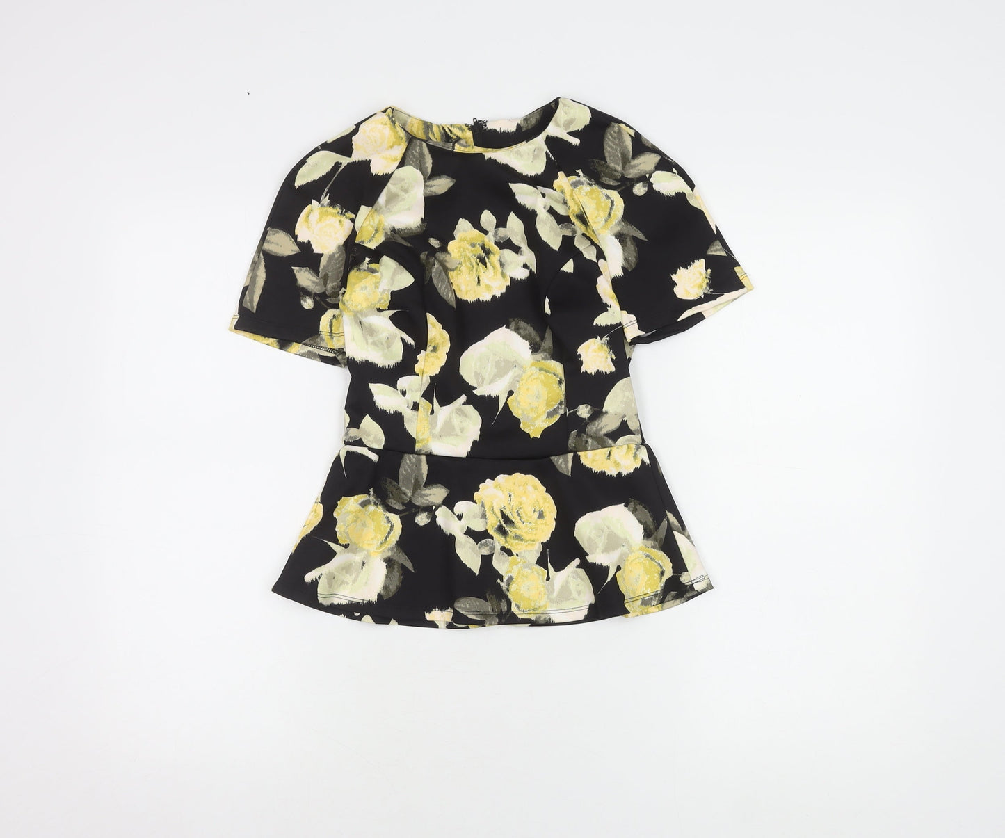 ASOS Women's Black Floral Top, Size 6, Short Sleeve