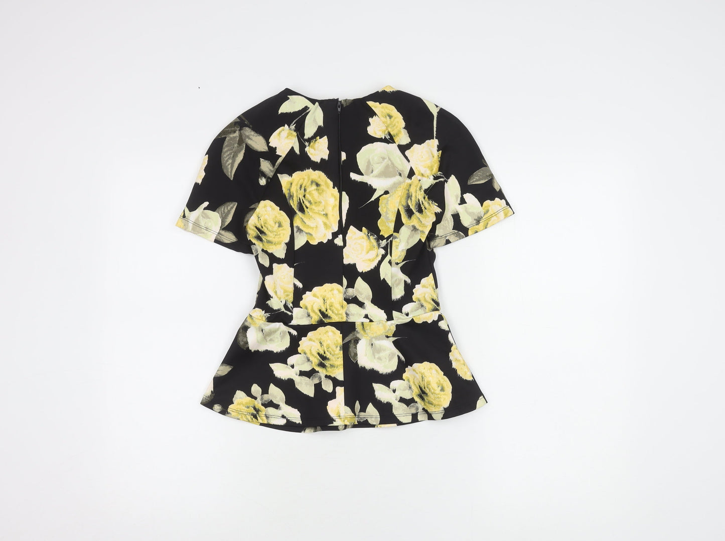 ASOS Women's Black Floral Top, Size 6, Short Sleeve