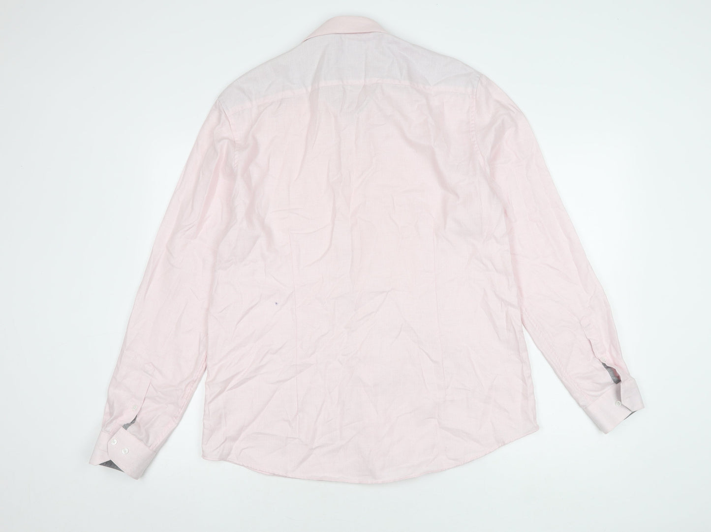 Burton Men's Pink Slim Fit Long Sleeve Cotton Shirt L