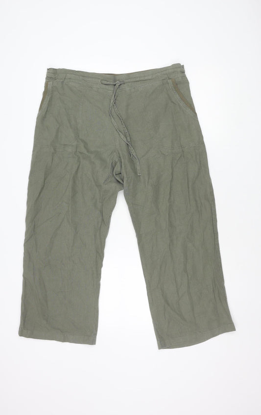 TRU Women's Green Wide-Leg Trousers, Size 16