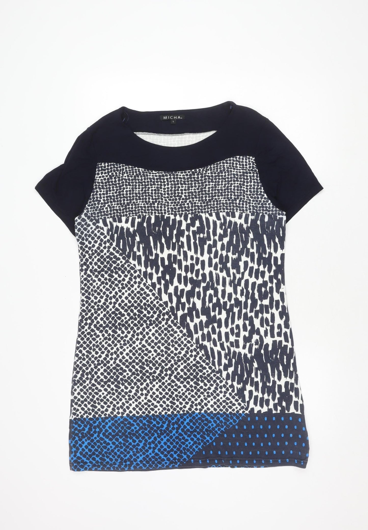 Micha Women's Blue Animal Print Tunic, Size L