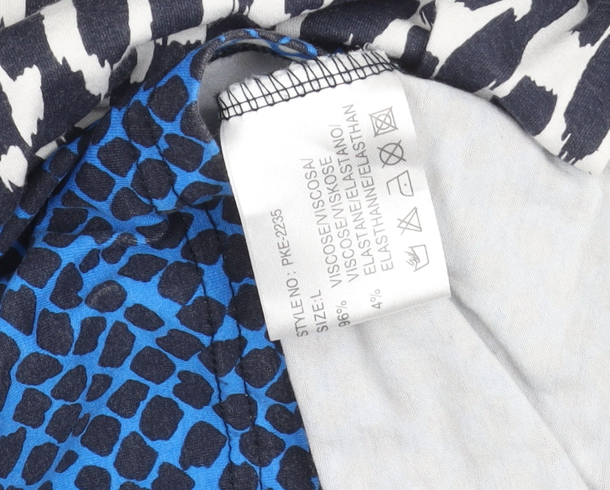 Micha Women's Blue Animal Print Tunic, Size L