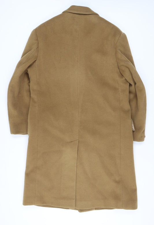 Crombie Men's Beige Wool Overcoat, Classic Fit, Long