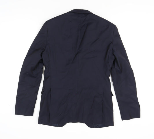 DKNY Men's Blue Blazer 38 Regular Fit Wool Jacket