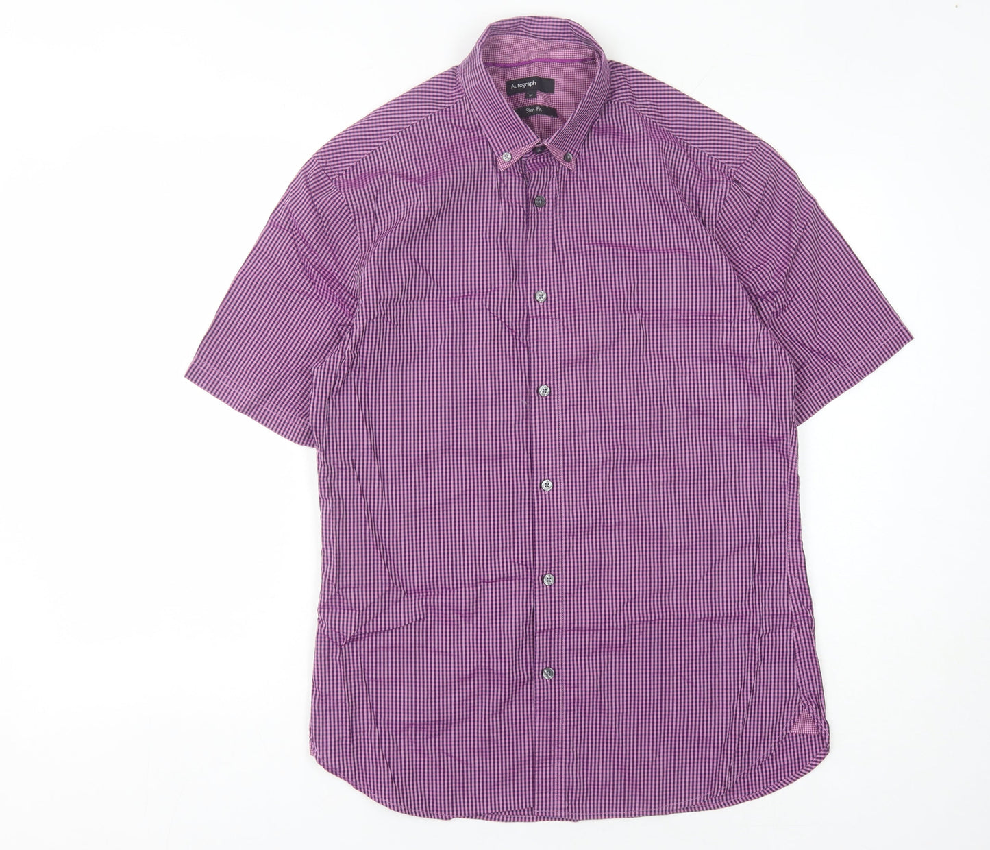 Marks and Spencer Men's Purple Checkered Shirt M