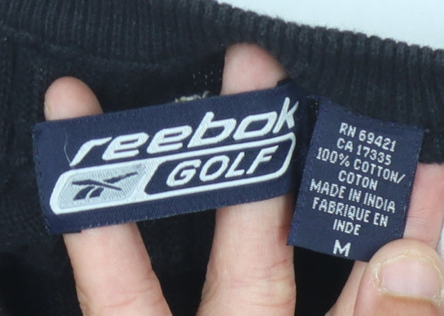Reebok Men's Black Cable-Knit Vest Medium