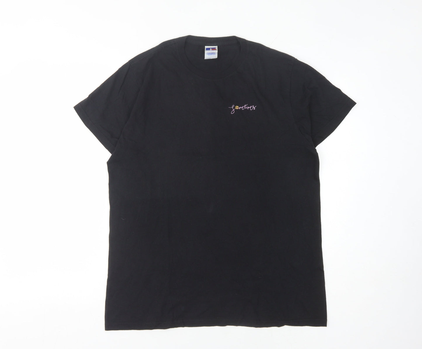 Russell Unisex Black Cotton T-Shirt Size L