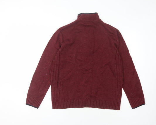 Pierre Cardin Men's Red Full Zip Jumper - L