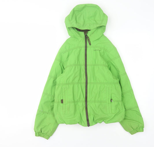 Quechua Boys Green Hooded Puffer Jacket Size 10-11 Years