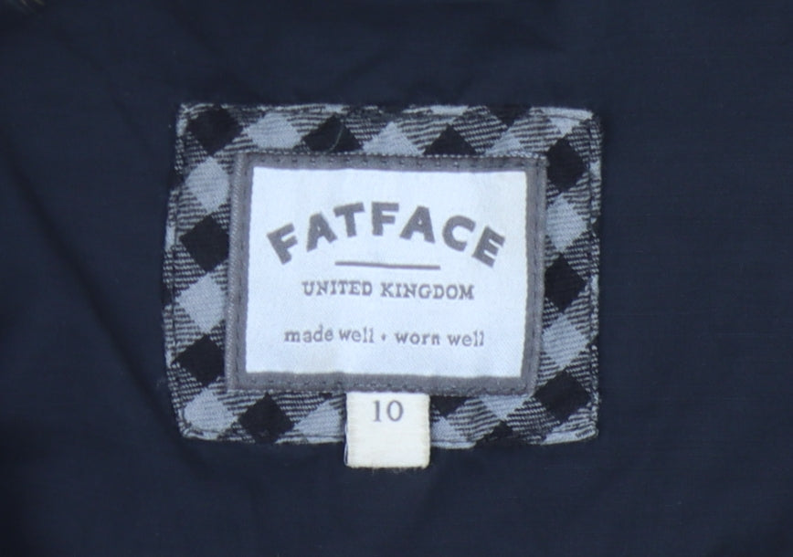 FatFace Women's Black Puffer Jacket Size 10 with Fur Trim