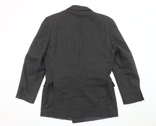 DAKS Mens Grey Blazer, Size 38, Double-Breasted Wool