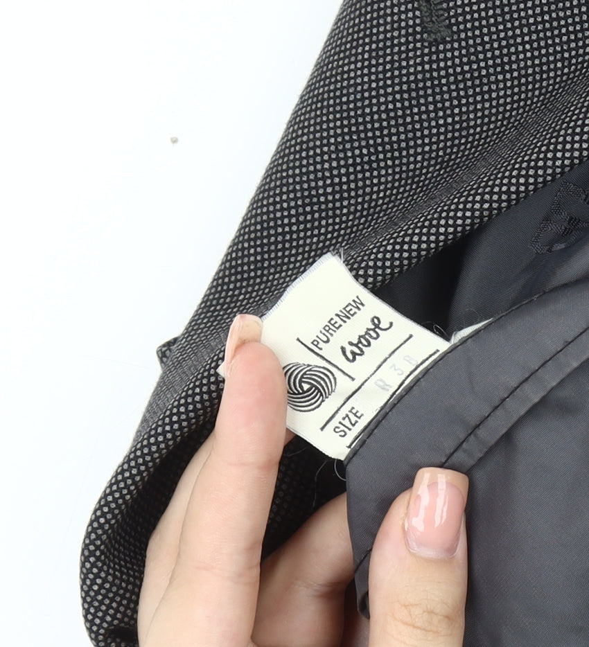 DAKS Mens Grey Blazer, Size 38, Double-Breasted Wool