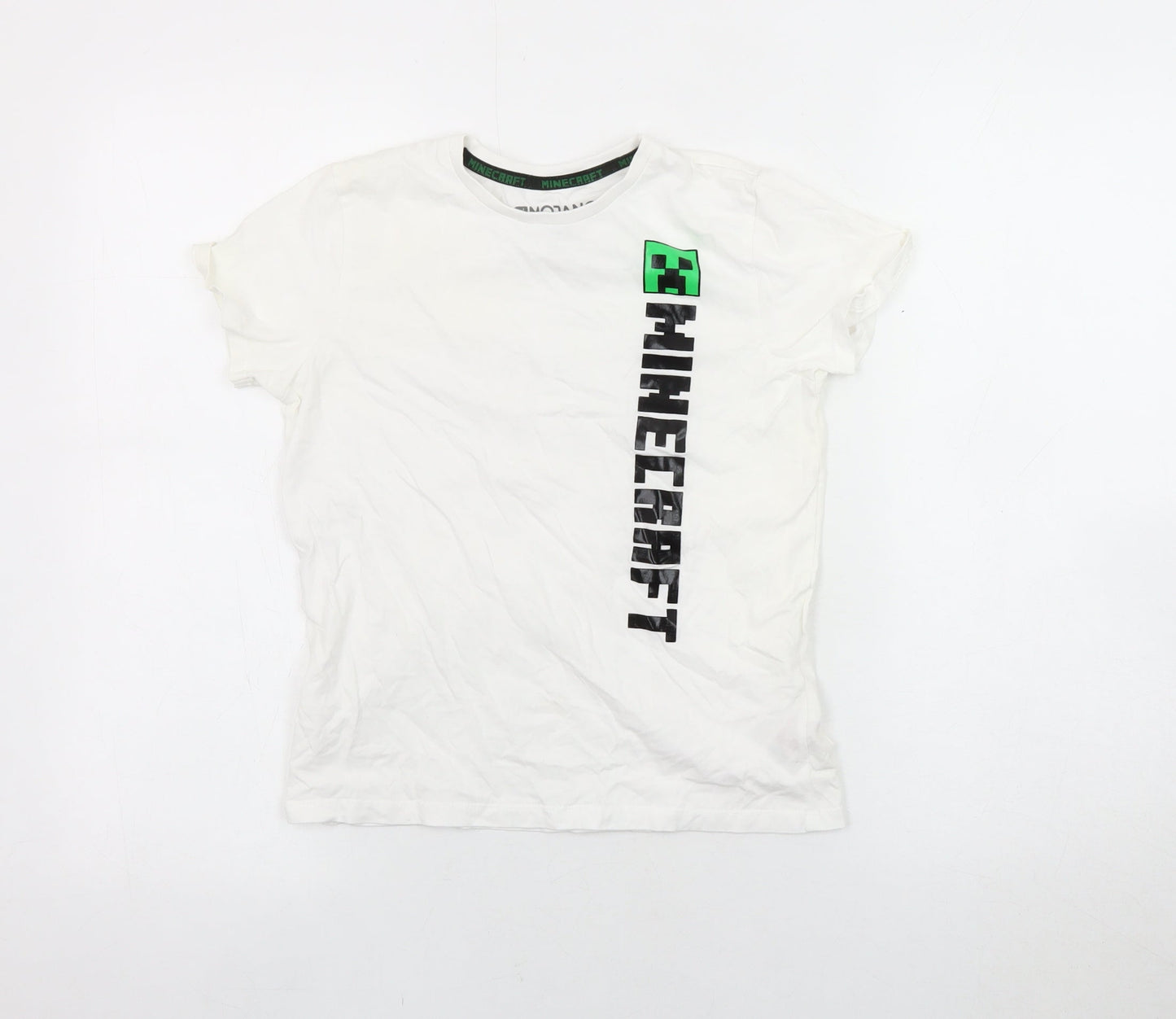 Minecraft Boys White T-Shirt 8-9 Years Graphic Print