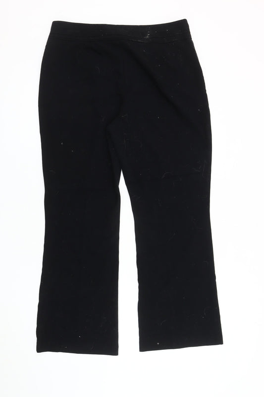 Marks and Spencer Women's Black Belted Trousers, M, Straight