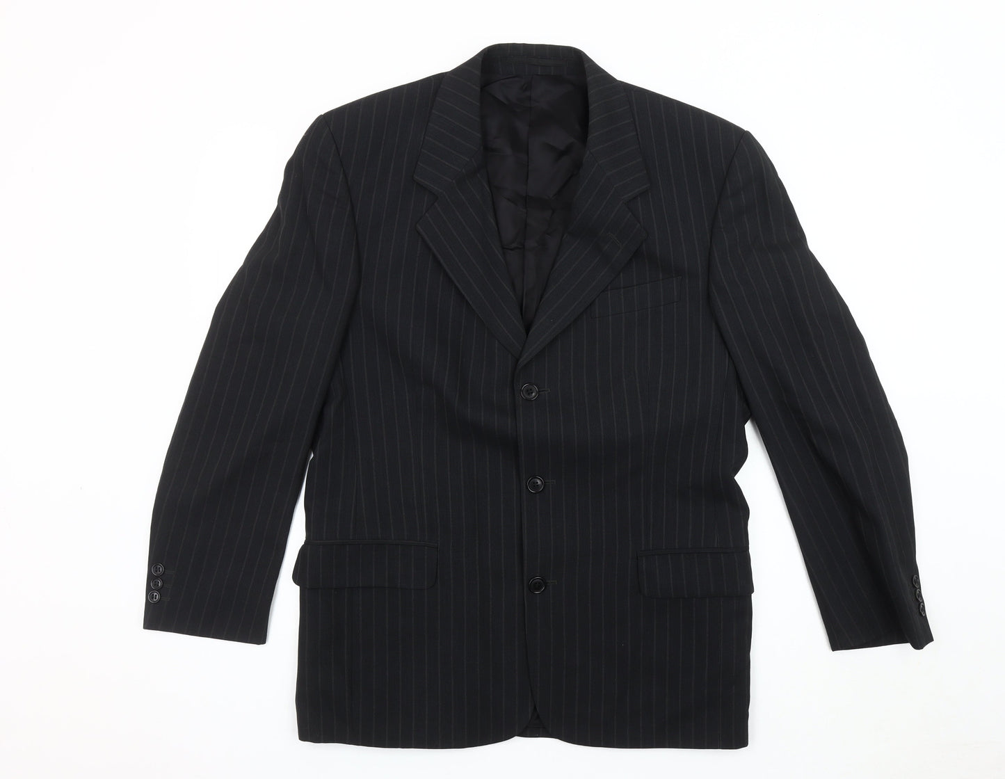 Next Men's Black Striped Suit Jacket Size 38S