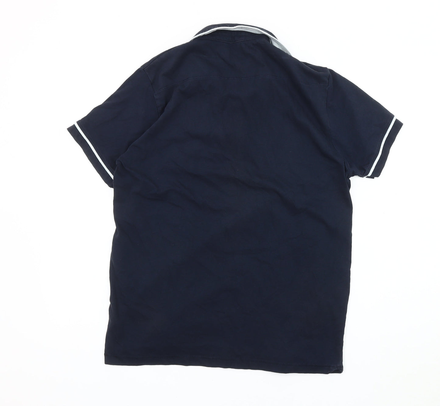 French Connection Men's Blue Polo Shirt L Cotton Casual