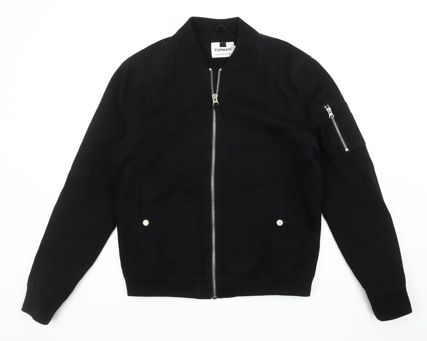 Topman Men's Black Bomber Jacket M Casual Regular Fit