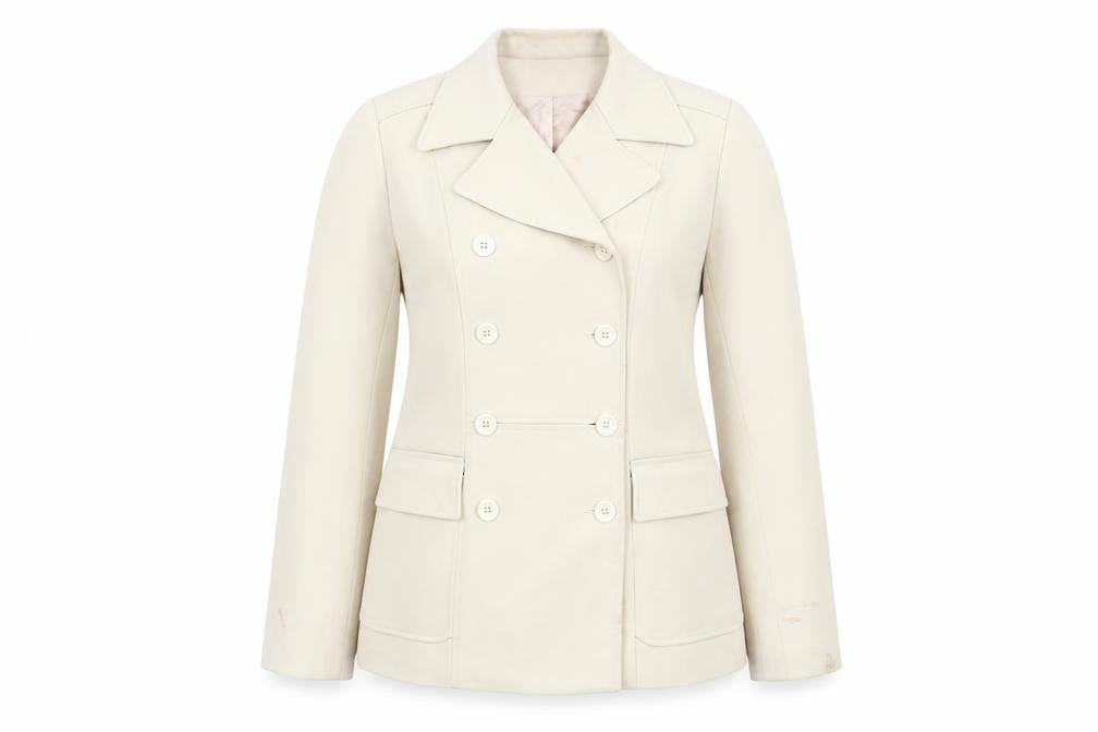 Warehouse Women's Beige Suit Jacket Size 12 Double-Breasted